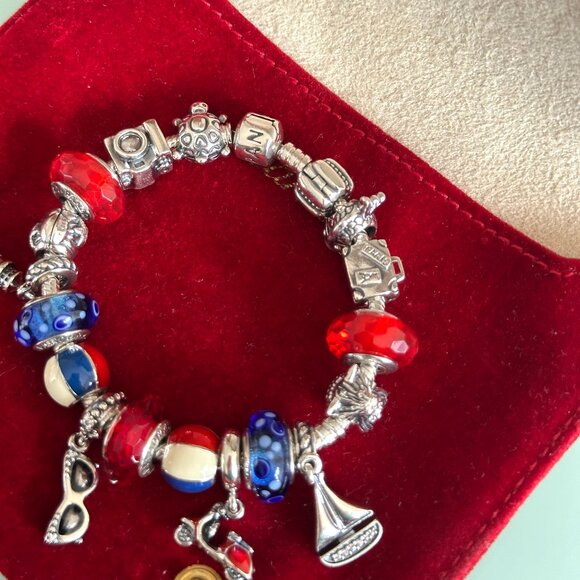 Authentic Pandora Charm Bracelet | Murano Glass & Sterling Charms - Picture 7 of 12